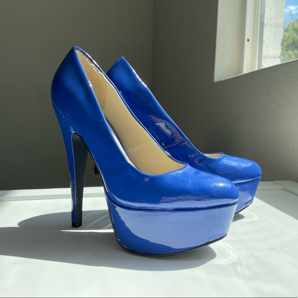 Blue Qupid Stiletto Platforms